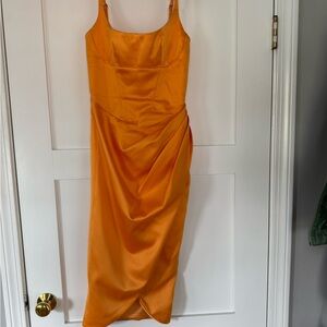 Elegant Orange Satin Dress